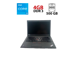 БУ Ноутбук Lenovo ThinkPad T450 / 14&quot; (1366x768) TN / Intel Core i5-5200U (2 (4) ядра по 2.2 - 2.7 GHz) / 4 GB DDR3 / 500 GB HDD / Intel HD Graphics 5500 / WebCam из Европы в Днепре