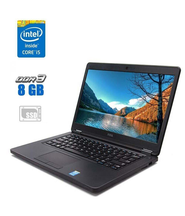 Ноутбук Dell Latitude E5450 / 14&quot; (1920x1080) IPS / Intel Core i5-5300U (2 (4) ядра по 2.3 - 2.9 GHz) / 8 GB DDR3 / 120 GB SSD / Intel HD Graphics 5500 / WebCam - 1