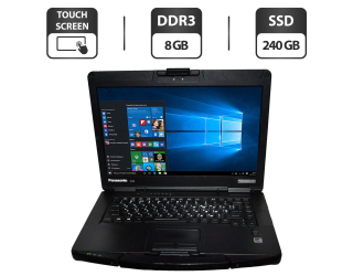 БУ Захищений ноутбук Panasonic Toughbook CF - 54 / 14 &quot; (1920x1080) IPS Touch / Intel Core i5-5300U (2 (4) ядра по 2.3 - 2.9 GHz) / 8 GB DDR3 / 240 GB SSD / Intel HD Graphics 5500 / WebCam / нова АКБ / Windows 10 Pro из Европы