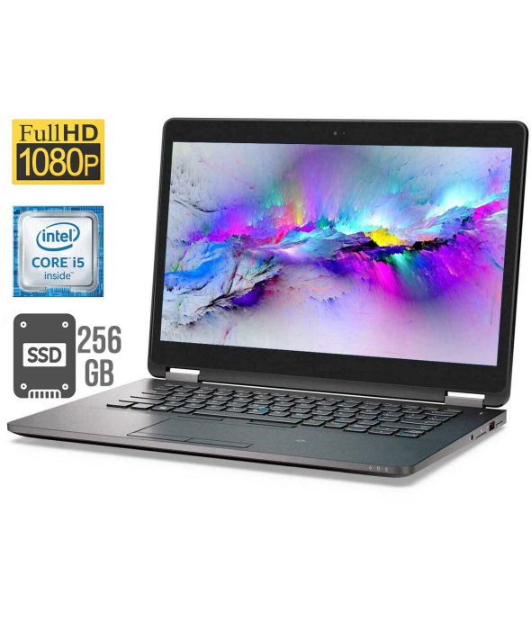 Ультрабук Б-класс Dell Latitude E7470 / 14&quot; (1920x1080) IPS / Intel Core i5-6300U (2 (4) ядра по 2.4 - 3.0 GHz) / 8 GB DDR4 / 256 GB SSD / Intel HD Graphics 520 / WebCam / HDMI / miniDP / Windows 10 лицензия - 1