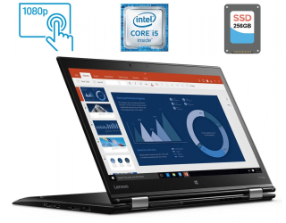 БУ Ноутбук-трансформер Lenovo ThinkPad X1 Yoga (1st Gen) / 14&quot; (1920x1080) IPS Touch / Intel Core i5 - 6200U (2 (4) ядра по 2.3-2.8 GHz) / 8 GB DDR3 / 256 GB SSD / Intel HD Graphics 520 / WebCam / Fingerprint / miniDP / HDMI из Европы в Дніпрі