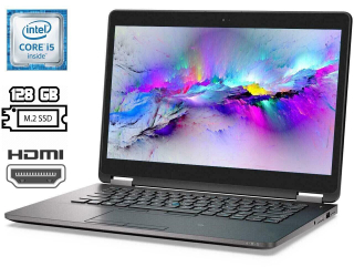 БУ Ультрабук Dell Latitude E7470/ 14 &quot; (1366x768) TN / Intel Core i5-6300U (2 (4) ядра по 2.4 - 3.0 GHz) / 8 GB DDR4 / 128 GB SSD M. 2 / Intel HD Graphics 520 / WebCam / USB 3.0 / HDMI / miniDP / Windows 10 ліцензія из Европы в Дніпрі