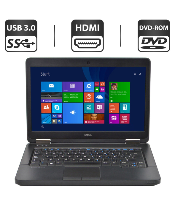 Ноутбук Б-клас Dell Latitude E5440 / 14&quot; (1366x768) TN / Intel Core i3-4030U (2 (4) ядра по 1.9 GHz) / 4 GB DDR3 / 500 Gb HDD / Intel HD Graphics 4400 / WebCam / DVD-ROM - 1