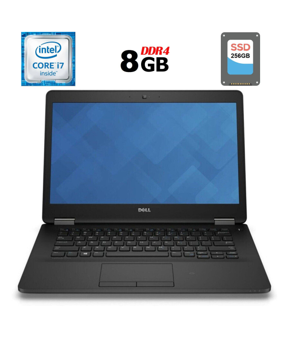 Ультрабук Б-клас Dell Latitude E7470 / 14&quot; (1920x1080) IPS / Intel Core i7 - 6600U (2 (4) ядра по 2.6-3.4 GHz) / 8 GB DDR4 / 256 GB SSD / Intel HD Graphics 520 / WebCam / HDMI / Windows 10 ліцензія - 1