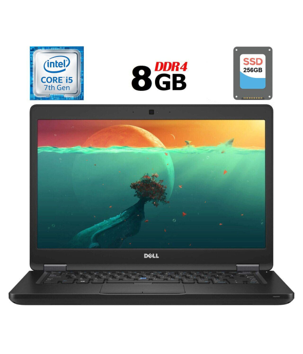 Ноутбук Б-клас Dell Latitude 5480 / 14 &quot; (1920x1080) IPS / Intel Core i5-7300U (2 (4) ядра по 2.6-3.5 GHz) / 8 GB DDR4 / 256 GB SSD / Intel HD Graphics 620 / WebCam / USB 3.1 / HDMI / Windows 10 ліцензія - 1