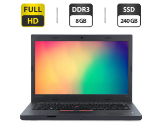 БУ Ноутбук Lenovo ThinkPad L460 / 14&quot; (1920x1080) IPS / Intel Core i7-6600U (2 (4) ядра по 2.6-3.4 GHz) / 8 GB DDR3 / 240 GB SSD / Intel HD Graphics 520 / WebCam / VGA из Европы в Дніпрі