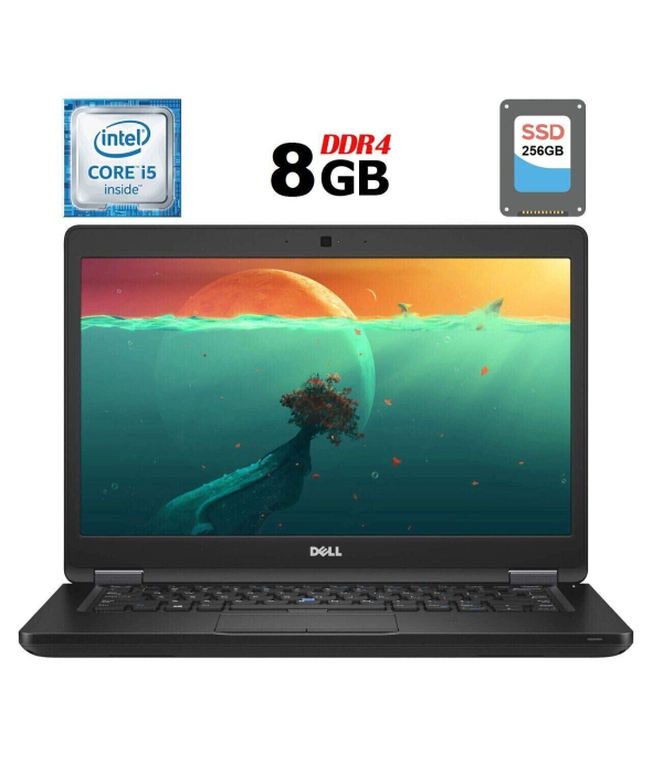 Ноутбук Б-класс Dell Latitude 5480 / 14&quot; (1920x1080) IPS / Intel Core i5-6300U (2 (4) ядра по 2.4 - 3.0 GHz) / 8 GB DDR4 / 256 GB SSD M.2 / Intel HD Graphics 520 / WebCam / USB 3.1 / HDMI / Windows 10 лицензия - 1