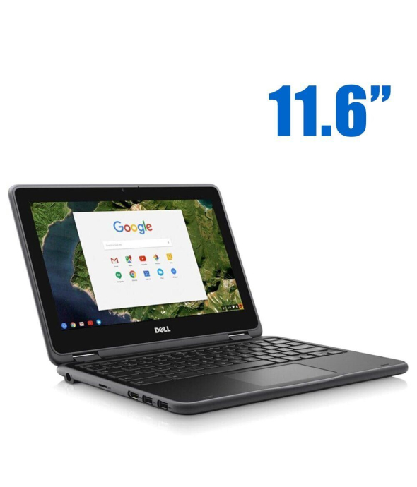Нетбук Dell Chromebook 11-3189 / 11.6&quot; (1366x768) IPS Touch / Intel Celeron N3060 (2 ядра по 1.6 - 2.48 GHz) / 4 GB DDR3 / 16 GB eMMC / Intel HD Graphics 500 / WebCam / Chrome OS - 1