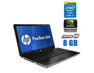БУ Ноутбук Б-клас HP Pavilion dv6t-7000 / 15.6&quot; (1366x768) TN / Intel Core i5 - 3230M (2 (4) ядра по 2.6-3.2 GHz) / 8 GB DDR3 / 120 GB SSD / nVidia GeForce GT 630M, 1 GB DDR3, 128-bit / WebCam / DVD-ROM / АКБ не тримає из Европы в Дніпрі