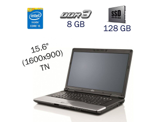 БУ Ноутбук Fujitsu LifeBook E752 / 15.6&quot; (1600x900) TN / Intel Core i5-3320M (2 (4) ядра по 2.6-3.3 GHz) / 8 GB DDR3 / 128 GB SSD / WebCam / Windows 10 PRO Lic из Европы в Дніпрі