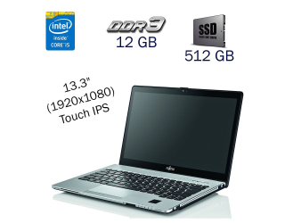 БУ Ультрабук Fujitsu LifeBook S935 / 13.3&quot; (1920x1080) Touch IPS / Intel Core i5-5300U (2 (4) ядра по 2.3 - 2.9 GHz) / 12 GB DDR3 / 512 GB SSD / WebCam / Intel HD Graphics 5500 / Windows 10 PRO Lic из Европы в Дніпрі