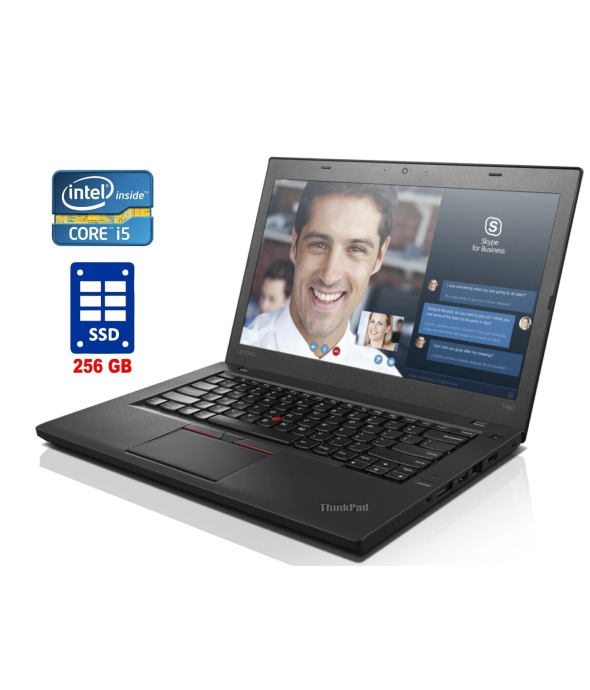 Ноутбук Lenovo ThinkPad T460 / 14&quot; (1920x1080) TN / Intel Core i5-6300U (2 (4) ядра по 2.4 - 3.0 GHz) / 8 GB DDR4 / 240 GB SSD / Intel HD Graphics 520 / WebCam / Windows 10 Pro - 1