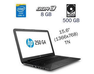 БУ Ноутбук HP 250 G4 / 15.6&quot; (1366x768) TN / Intel Core i3-5005U (2 (4) ядра по 2.0 GHz) / 8 GB DDR3 / 500 GB HDD / Intel HD Graphics 5500 / WebCam / Windows 10 PRO Lic из Европы в Днепре