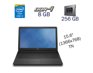 БУ Ноутбук Dell Vostro 15-3568 / 15.6&quot; (1366x768) TN / Intel Core i3-6006U (2 (4) ядра по 2.0 GHz) / 8 GB DDR4 / 256 GB SSD / WebCam / Windows 10 PRO Lic из Европы в Дніпрі