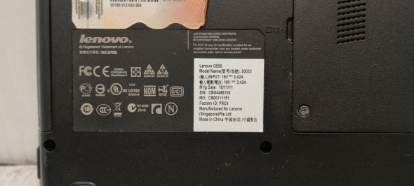 Ноутбук Б-класс Lenovo G550 / 15.6&quot; (1366x768) TN / Intel Pentium T4500 (2 ядра по 2.3 GHz) / 4 GB DDR3 / 250 GB HDD / Intel GMA Graphics 4500M / WebCam / АКБ не держит - 8