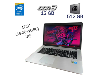 БУ Ігровий ноутбук Asus X751LX/ 17.3 &quot; (1920x1080) IPS / Intel Core i7-5500U (2 (4) ядра по 2.4 - 3.0 GHz) / 12 GB DDR3 / 512 GB SSD Samsung / nVidia GeForce GTX 950M, 2 GB GDDR5, 128-bit / WebCam / Windows 10 PRO Lic из Европы в Дніпрі