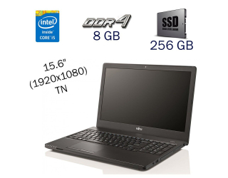 БУ Ноутбук Б класс Fujitsu LifeBook A557 / 15.6&quot; (1920x1080) TN / Intel Core i5-7200U (2 (4) ядра по 2.5 - 3.1 GHz) / 8 GB DDR4 / 256 GB SSD / Intel HD Graphics 620 / WebCam / Windows 10 PRO Lic из Европы в Днепре