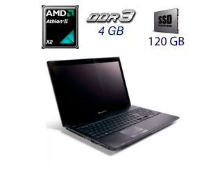 БУ Ноутбук Acer Packard Bell MS2291 / 17.3&quot; (1600x900) TN / AMD Athlon II X2 P320 (2 ядра по 2.1 GHz) / 4 GB DDR3 / 120 GB SSD / ATI Radeon HD 4250 / WebCam / DVD-ROM из Европы в Дніпрі