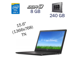 БУ Ноутбук Dell Latitude 3570 / 15.6&quot; (1366x768) TN / Intel Core i5-6200U (2 (4) ядра по 2.3 - 2.8 GHz) / 8 GB DDR3 / 240 GB SSD / Intel HD Graphics 520 / WebCam / Fingerprint / Windows 10 PRO Lic из Европы в Дніпрі