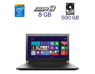 БУ Ноутбук Lenovo B50-80 / 15.6&quot; (1366х768) TN / Intel Core i3-4005U (2 (4) ядра по 1.7 GHz) / 8 GB DDR3 / 500 Gb HDD / Intel HD Graphics 4400 / WebCam / Windows 10 PRO Lic из Европы в Дніпрі