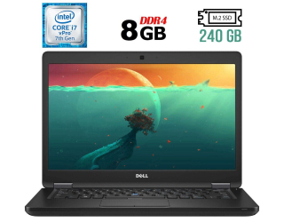 БУ Ноутбук Dell Latitude 5480 / 14&quot; (1366x768) TN / Intel Core i7-7600U (2 (4) ядра по 2.8 - 3.9 GHz) / 8 GB DDR4 / 240 GB SSD M. 2 / Intel HD Graphics 620 / WebCam / USB 3.1 / HDMI / Windows 11 Ліцензія из Европы в Дніпрі