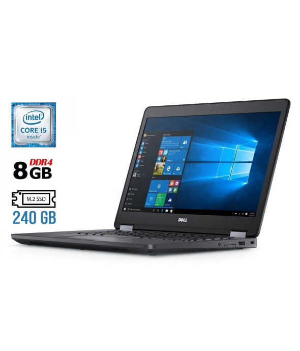 Ноутбук Б-клас Dell Latitude E5470 / 14&quot; (1920x1080) IPS Touch / Intel Core i5 - 6300U (2 (4) ядра по 2.4-3.0 GHz) / 8 GB DDR4 / 240 GB SSD M. 2 / Intel HD Graphics 520 / WebCam / HDMI / Windows 10 ліцензія - 1
