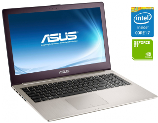 БУ Ігровий ноутбук Б-клас Asus ZenBook UX51VZA / 15.6&quot; (1920x1080) IPS / Intel Core i7 - 3612QM (4 (8) ядра по 2.1-3.1 GHz) / 8 GB DDR3 / 256 GB SSD / nVidia GeForce GT 650M, 2 GB GDDR5, 128-bit / WebCam / Win 10 Pro / АКБ не тримає из Европы в Дніпрі