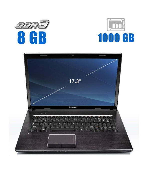 Ноутбук Б-клас Lenovo G770/ 17.3 &quot; (1600x900) TN / Intel Core i3-2350M (2 (4) ядра по 2.3 GHz) / 8 GB DDR3 / 1000 Gb HDD / Intel HD Graphics 4000 / WebCam / без АКБ - 1