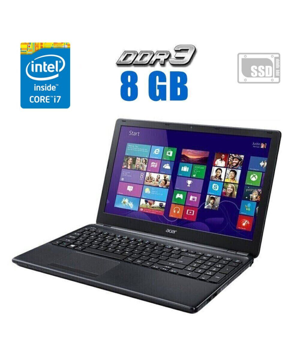 Ігровий ноутбук Acer Aspire E1 - 572G / 15.6&quot; (1366x768) TN / Intel Core i7-4500U (2 (4) ядра по 1.8 - 3.0 GHz) / 8 GB DDR3 / 256 GB SSD / AMD Radeon R7 M265, 2 GB DDR3, 64-bit / WebCam - 1