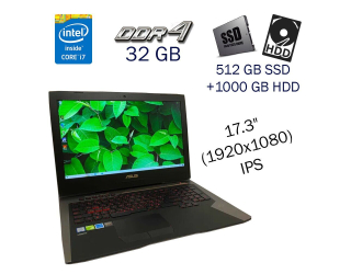 БУ Ігровий ноутбук Asus ROG G752VM/ 17.3 &quot; (1920х1080) IPS / Intel Core i7-6700HQ (4 (8) ядра по 2.6 - 3.5 GHz) / 32 GB DDR4 / 512 GB SSD+1000 Gb HDD / nVidia GeForce GTX 1060, 6 GB GDDR5, 192-bit / WebCam из Европы в Дніпрі