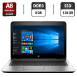 Ноутбук Б-класс HP EliteBook 745 G3 / 14" (1366x768) TN / AMD Pro A8-8600B (4 ядра по 1.6 - 3.0 GHz) / 8 GB DDR3 / 128 GB SSD / AMD Radeon R6 Graphics / WebCam / VGA - 1