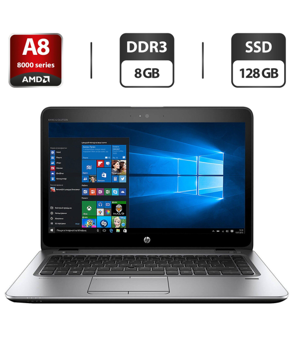 Ноутбук Б-класс HP EliteBook 745 G3 / 14&quot; (1366x768) TN / AMD Pro A8-8600B (4 ядра по 1.6 - 3.0 GHz) / 8 GB DDR3 / 128 GB SSD / AMD Radeon R6 Graphics / WebCam / VGA - 1