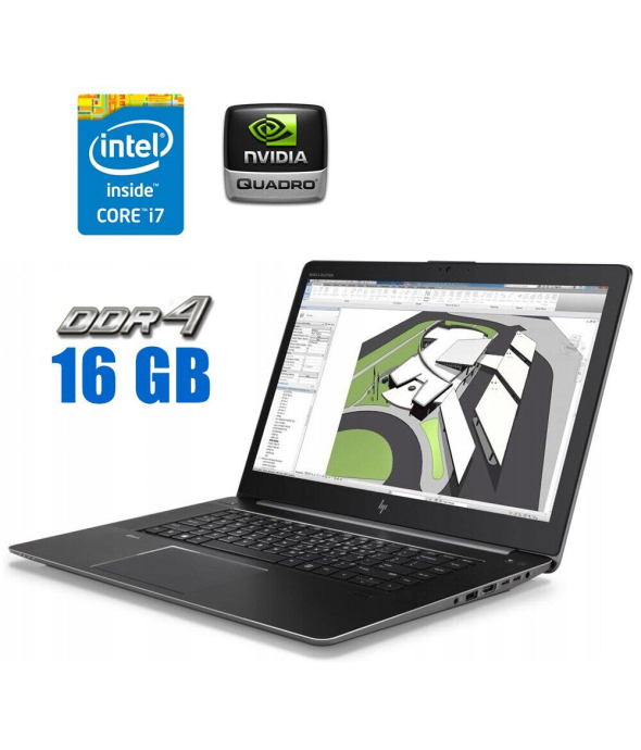 Мобильная рабочая станция HP ZBook Studio G4 / 15.6&quot; (3840x2160) IPS / Intel Core i7-7700HQ (4 (8) ядра по 2.8 - 3.8 GHz) / 16 GB DDR4 / 480 GB SSD / nVidia Quadro M1200, 4 GB GDDR5, 128-bit / WebCam - 1