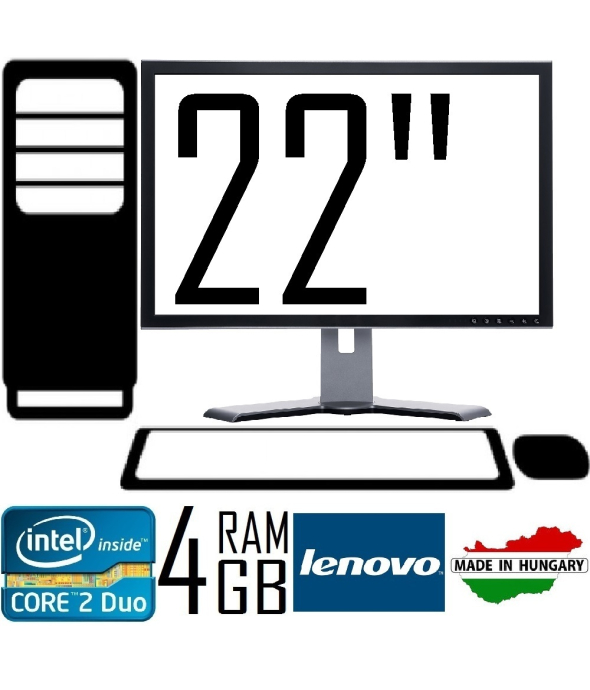 КОМПЬЮТЕР LENOVO M70E CORE 2 DUO 3.0GHZ / 4GB DDR3 + 22&quot; TFT МОНИТОР - 1