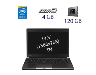 БУ Ноутбук Toshiba Portege R30-a-11j / 13.3&quot; (1366x768) TN / Intel Core i5-4300M (2 (4) ядра по 2.6 - 3.3 GHz) / 4 GB DDR3 / 120 GB SSD / DVD-RW / WebCam из Европы в Днепре