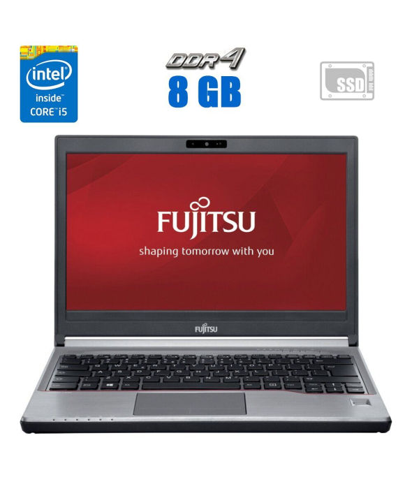 Ноутбук Fujitsu Lifebook E736 / 13.3&quot; (1366x768) TN / Intel Core i5-6300U (2 (4) ядра по 2.4 - 3.0 GHz) / 8 GB DDR4 / 240 GB SSD / Intel HD Graphics 520 / WebCam / Дополнительный АКБ - 1