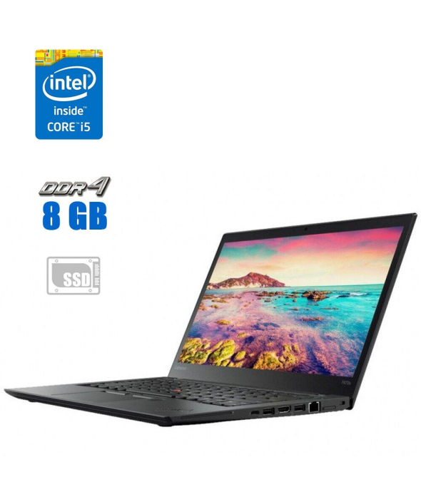 Ноутбук Lenovo ThinkPad T470 / 14&quot; (1920x1080) IPS / Intel Core i5-6200U (2 (4) ядра по 2.3 - 2.8 GHz) / 8 GB DDR4 / 240 GB SSD / Intel HD Graphics 520 / WebCam - 1