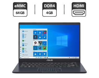 БУ Новый ультрабук Asus Laptop E410-M / 14&quot; (1366x768) TN / Intel Celeron N4020 (2 ядра по 1.1 - 2.8 GHz) / 4 GB DDR4 / 64 GB eMMC / Intel UHD Graphics 600 / WebCam из Европы в Днепре
