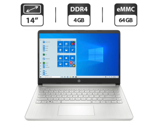 БУ Новый ультрабук HP Laptop 14-fq0036cl / 14&quot; (1366x768) TN / AMD 3020e (2 ядра по 1.1 - 2.6 GHz) / 4 GB DDR4 / 64 GB eMMC / AMD Radeon Graphics / WebCam / HDMI из Европы в Дніпрі