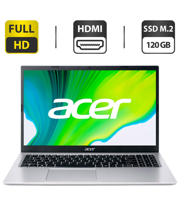 Ультрабук Acer Aspire 3 A315-58 / 15.6&quot; (1920x1080) TN / Intel Core i3-1115G4 (2 (4) ядра по 4.1 GHz) / 4 GB DDR4 / 120 GB SSD M.2 / Intel UHD Graphics / WebCam / HDMI - 1