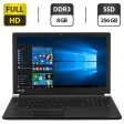 Ноутбук Б-класс Toshiba Satellite Pro A50-C-136 / 15.6" (1920x1080) TN / Intel Core i5-5200U (2 (4) ядра по 2.2 - 2.7 GHz) / 8 GB DDR3 / 256 GB SSD / Intel HD Graphics 5500 / WebCam / DVD-ROM / HDMI - 1