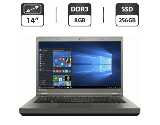 БУ Ноутбук Б-класс Lenovo ThinkPad T440p / 14&quot; (1366x768) TN / Intel Core i5-4300M (2 (4) ядра по 2.6 - 3.3 GHz) / 8 GB DDR3 / 256 GB SSD / Intel HD Graphics 4600 / WebCam / DVD-ROM / VGA из Европы