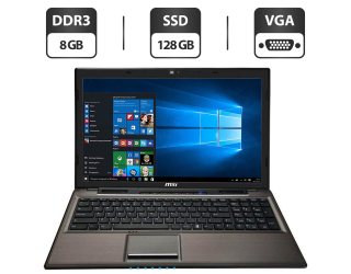 БУ Ноутбук MSI CR61 / 15.6&quot; (1600x900) TN / Intel Core i3-4100M (2 (4) ядра по 2.5 GHz) / 8 GB DDR3 / 128 GB SSD / Intel HD Graphics 4600 / WebCam / VGA / HDMI из Европы в Дніпрі