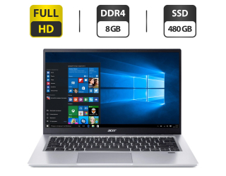 БУ Новый ультрабук Acer Swift SF314-511-360U Silver / 14&quot; (1920x1080) IPS / Intel Core i3-1115G4 (2 (4) ядра по 4.1 GHz) / 8 GB DDR4 / 480 GB SSD / Intel UHD Graphics / WebCam / HDMI / Windows 10 Home из Европы в Дніпрі