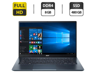 БУ Новый ультрабук Acer Swift SF314-511-360U Blue / 14&quot; (1920x1080) IPS / Intel Core i3-1115G4 (2 (4) ядра по 4.1 GHz) / 8 GB DDR4 / 480 GB SSD / Intel UHD Graphics / WebCam / HDMI / Windows 10 Home из Европы в Днепре