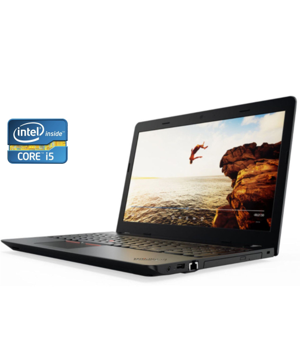 Ноутбук Lenovo ThinkPad E570 / 15.6&quot; (1366x768) TN / Intel Core i5-7200U (2 (4) ядра по 2.5 - 3.1 GHz) / 8 GB DDR4 / 128 GB SSD + 500 GB HDD / Intel HD Graphics 620 / WebCam / DVD-ROM / Win 10 Pro - 1