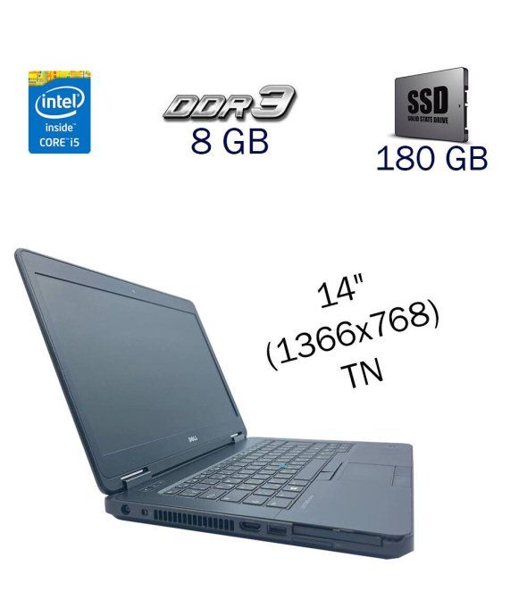 Ноутбук Dell Latitude E5440 / 14&quot; (1366x768) TN / Intel Core i5-4300U (2 (4) ядра по 1.9 - 2.9 GHz) / 8 GB DDR3 / 180 GB SSD / Intel HD Graphics 4400 / WebCam - 1