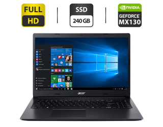 БУ Ноутбук Acer Aspire 3 A315-55KG / 15.6&quot; (1920x1080) TN / Intel Core i3-7020U (2 (4) ядра по 2.3 GHz) / 8 GB DDR4 / 240 GB SSD / nVidia GeForce MX130, 2 GB GDDR5, 64-bit / WebCam / HDMI из Европы в Дніпрі