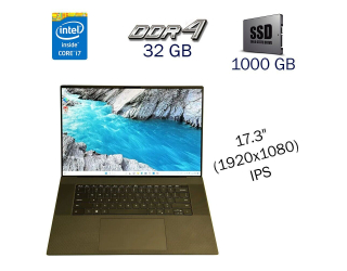 БУ Игровой ноутбук Dell XPS 17 9710 / 17.3&quot; (1920x1080) IPS / Intel Core i7-11800H (8 (16) ядер по 4.6 GHz) / 32 GB DDR4 / 1000 GB SSD / nVidia GeForce RTX 3050, 4 GB GDDR6, 128-bit / WebCam / Windows 11 PRO Lic из Европы в Дніпрі