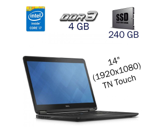 БУ Ноутбук Б класс Dell Latitude E7450 / 14&quot; (1920x1080) TN Touch / Intel Core i7-5600U (2 (4) ядра по 2.6 - 3.2 GHz) / 4 GB DDR3 / 240 GB SSD / Intel HD Graphics 5500 / WebCam  из Европы в Дніпрі
